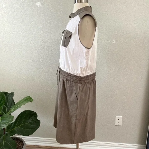 ST. JOHN Wool Blend Safari Utility Sleeveless Dress Size 12 - Picture 7 of 14